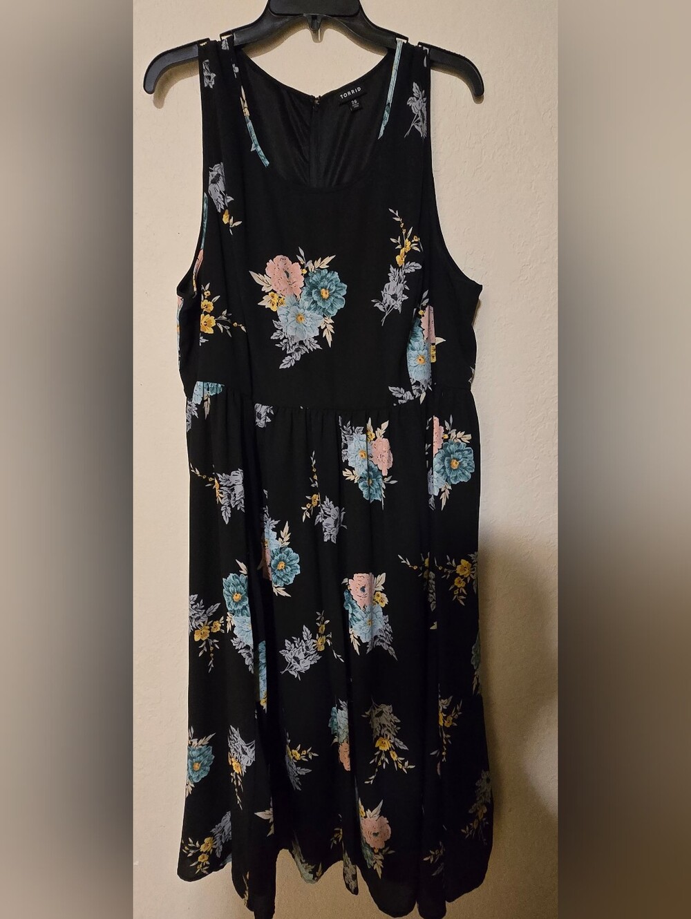 Torrid Black Floral Sleeveless Midi Dress - Size 26 / 4X